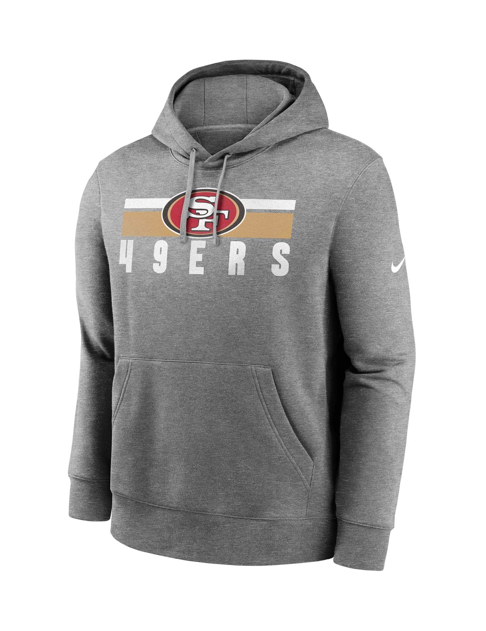 San Francisco 49ers Nike NFL Team Stripes Hoodie Jumper - Heather Grey