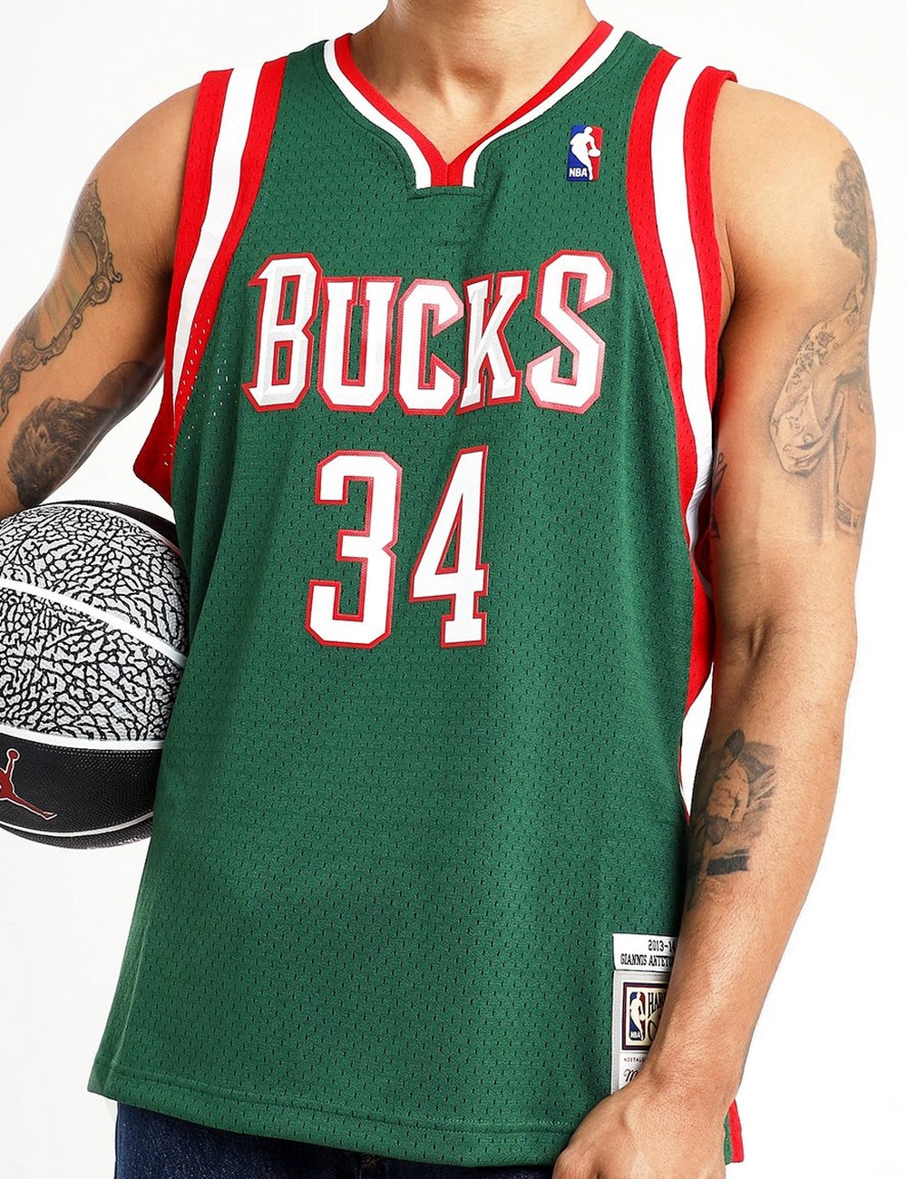 Mitchell and Ness Bucks Giannis '13-14 Authentic Road Jersey