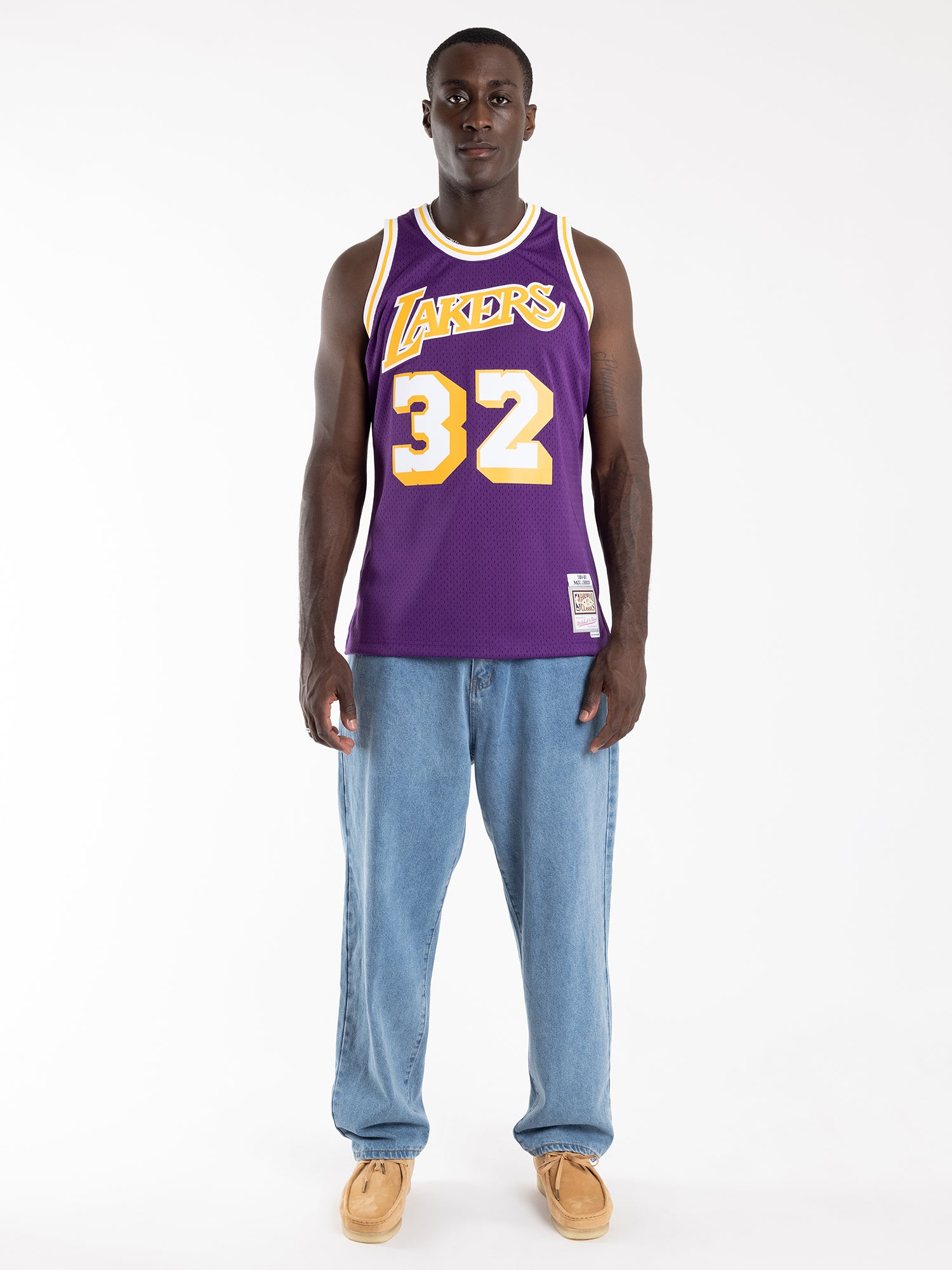  Mitchell & Ness Los Angeles Lakers Magic Johnson 32 Yellow  Replica Swingman Jersey 2.0 NBA HWC Basketball Trikot : Sports & Outdoors