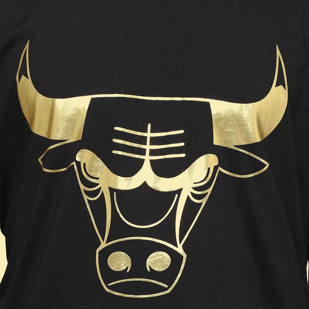 Chicago Bulls Mitchell & Ness NBA Gold Logo T-Shirt - Black